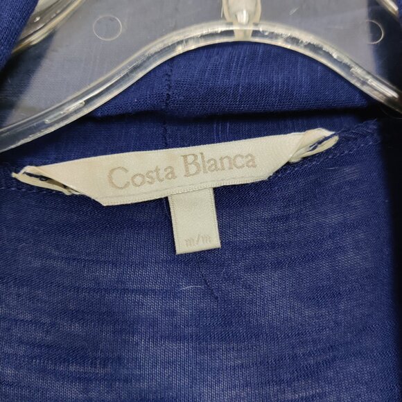 Costa Blanca Women's Open Front Cardigan Sz M Blue Rayon Lightweight Resortwear - Picture 3 of 8